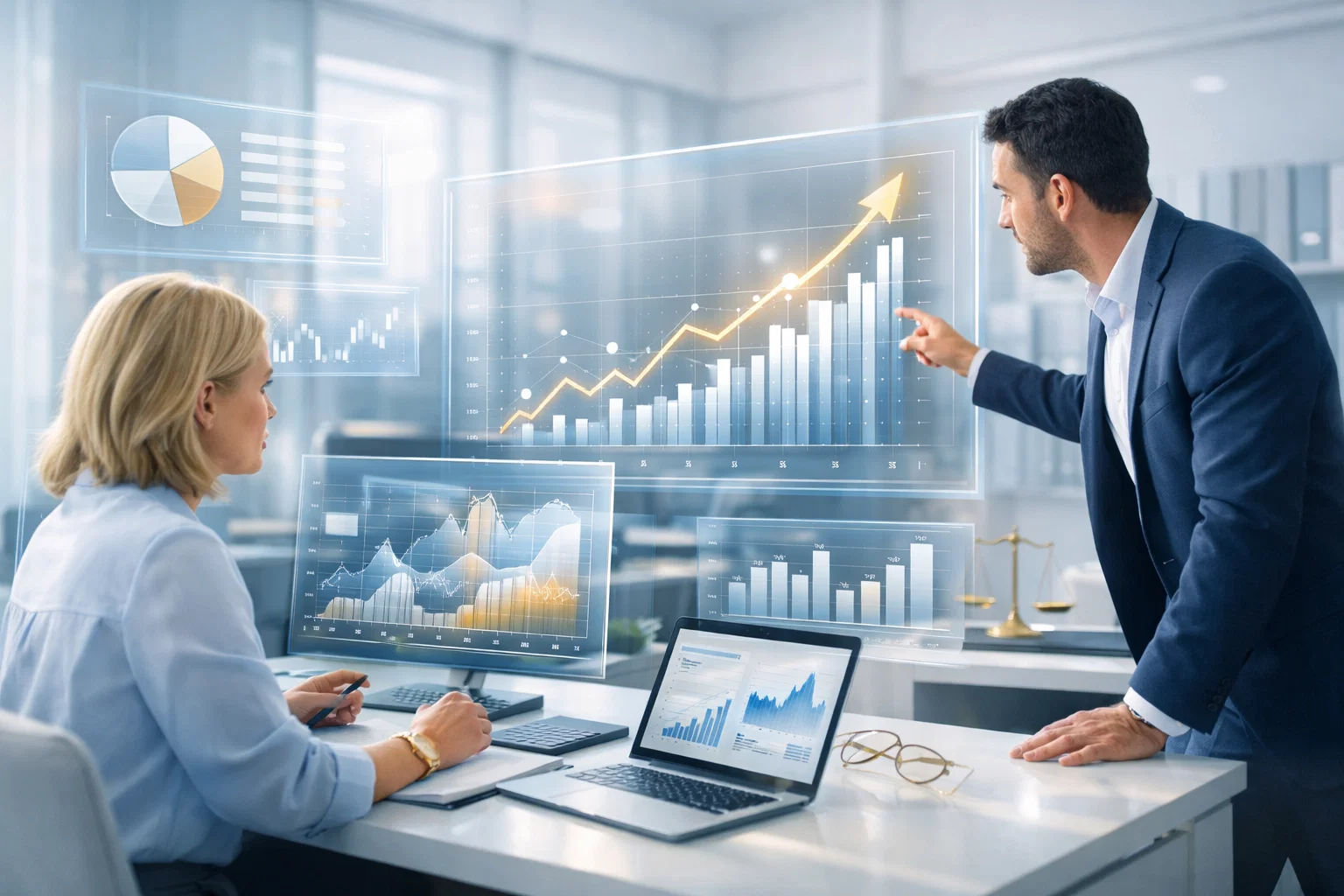 Off page SEO authority growth analysis with experts reviewing backlink performance and lead metrics.